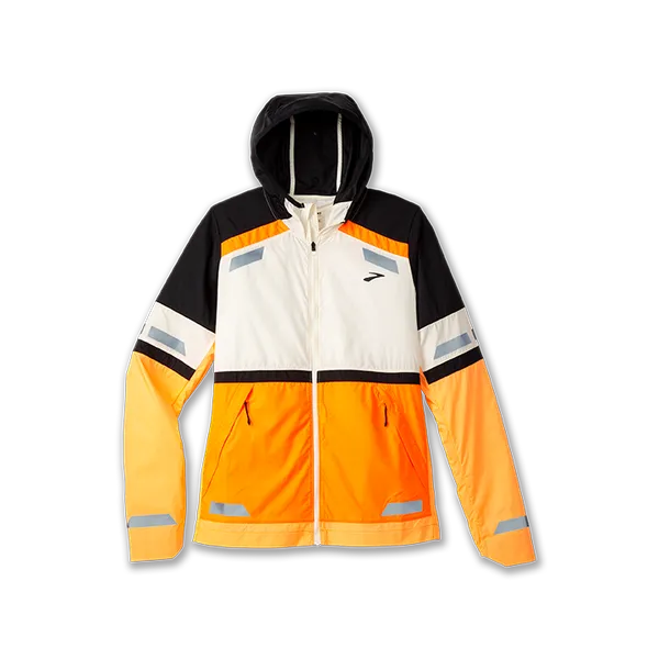 BROOKS Women's Run Visible Jacket 2.0 Ecru/Fluoro Flash/Black