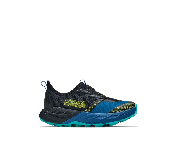 HOKA Little Kid's SPEEDGOAT 7 BLACK / NIGHT GLOW BLUE